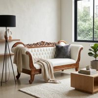 Sofa Bangku Santai Kayu Jati Ukiran Jepara