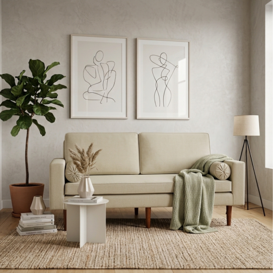 Sofa Ruang Tamu Minimalis 2 Seater Retro Jati