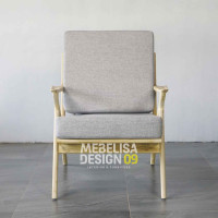 Sofa Santai 1 Seater Minimalis Modern Kayu Jati Bleaching