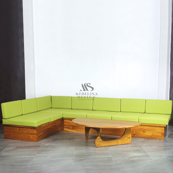 Sofa Sudut Ruang Tamu Outdoor Minimalis Set Meja Aestetik