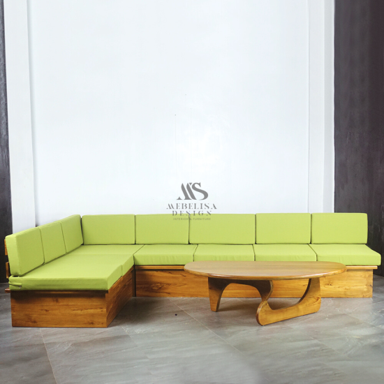 Sofa Sudut Ruang Tamu Outdoor Minimalis Set Meja Aestetik