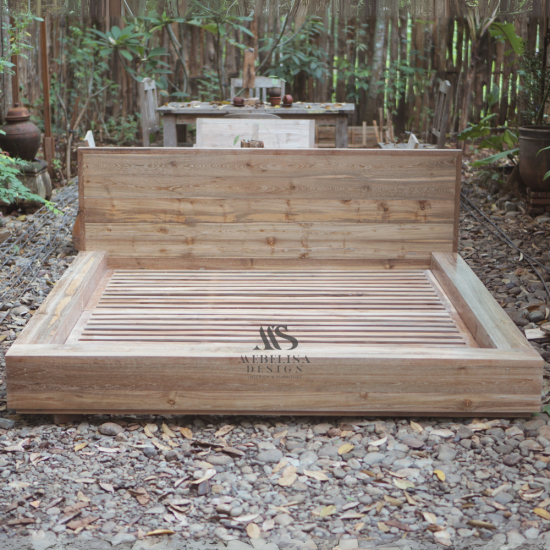 Recycled Teak Wood Bed Frame With a Vintage Charm