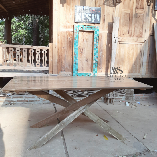The Java Cross Legs Reclaimed Teak Dining Table