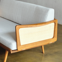 Tonia Sofa Bangku Minimalis Retro Kayu Jati Anyaman Rotan