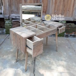 Vanity Recycle Teak Dressing Table with Flip Top Mirror