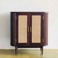 Yana Shoe Cabinet Bufet Rak Sepatu Kayu Jati Kombinasi Rotan