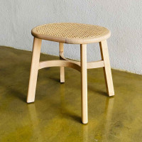 Zaha Stool Kursi Bangku Stool Retro Kayu Rattan Base