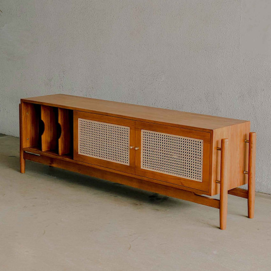 Zaria TV Console Bufet Ruang Tamu Meja TV Retro Mid-Century Zaria TV Console Bufet Ruang Tamu Meja TV Retro Mid-Century