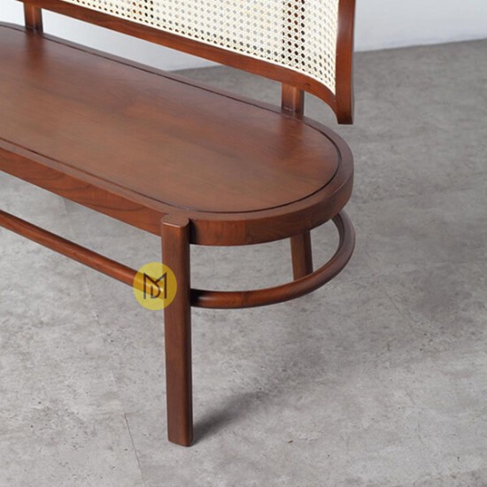 Bangku Minimalis Retro Anyaman Rotan Tea
