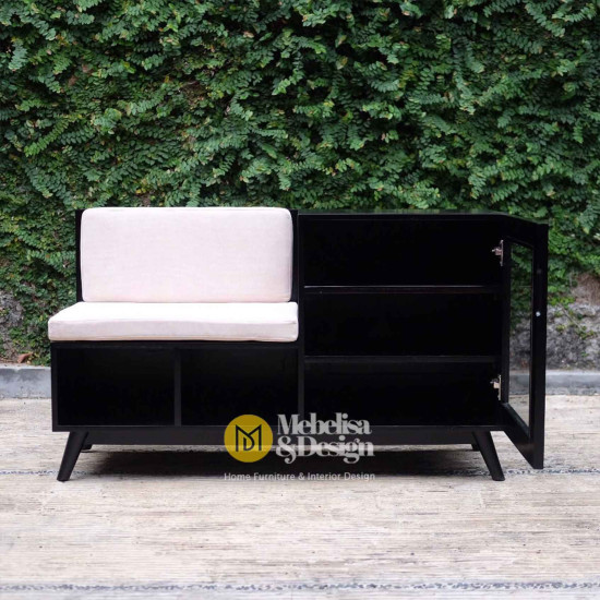 Bangku Rak Sepatu Kayu Jati Minimalis Serbaguna