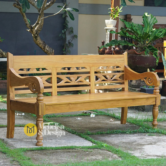 Bangku Taman Minimalis Kayu Jati Ukiran