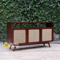 Bufet Meja TV Pintu Rotan Kayu Jati Scandinavian