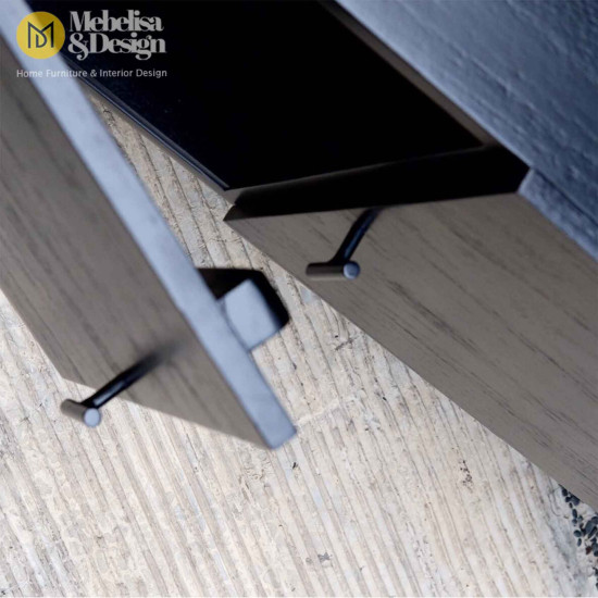 Bufet Meja TV Ruang Tamu Kayu Jati Black Rustic Industrial