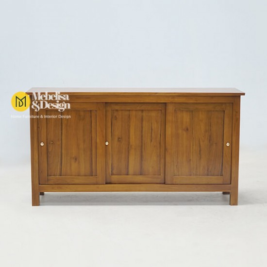 Bufet Minimalis Modern 3 Pintu Sliding Kayu Jati