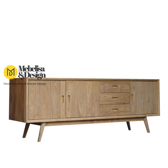 Bufet Panjang Meja TV Kayu Jati Retro Scandinavian