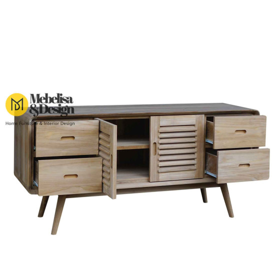 Bufet Ruang Tamu Meja TV Minimalis Kayu Jati Scandinavian