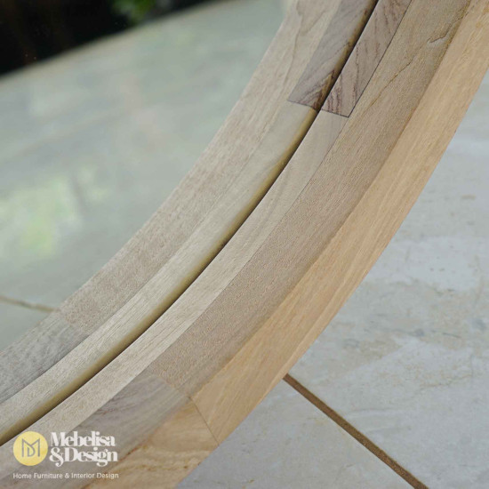 Cermin Dinding Bulat Kayu Jati Bleaching 60 cm Cermin Dinding Bulat Kayu Jati Bleaching 60 cm
