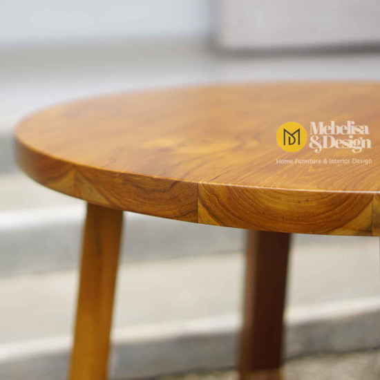 Coffee Table Meja Teras Bulat Scandinavian Jati