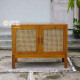 Credenza Buffet Cabinet Minimalis Kayu Jati Mix Rotan