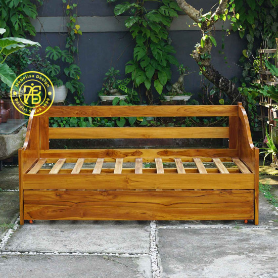 Dipan Bale-Bale Tempat Tidur Santai Sorong Kayu Jati