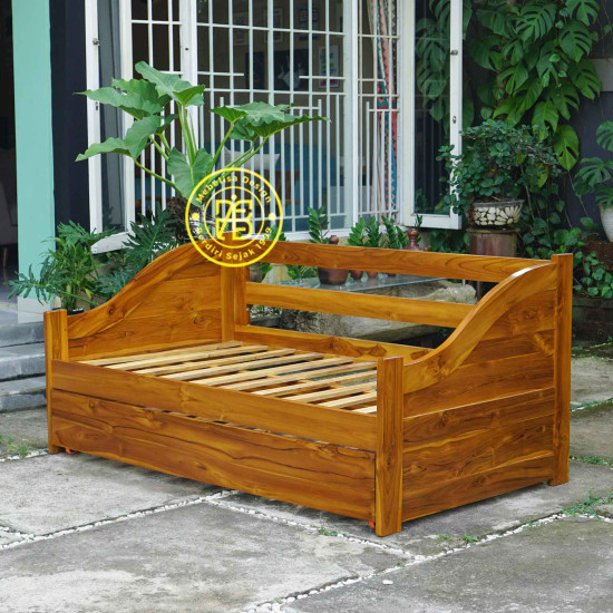Dipan Bale-Bale Tempat Tidur Santai Sorong Kayu Jati