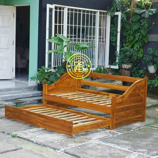 Dipan Bale-Bale Tempat Tidur Santai Sorong Kayu Jati