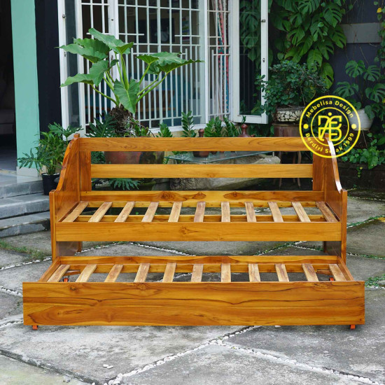 Dipan Bale-Bale Tempat Tidur Santai Sorong Kayu Jati