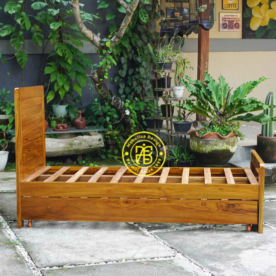 Dipan Sorong Tempat Tidur Anak Minimalis Kayu Jati