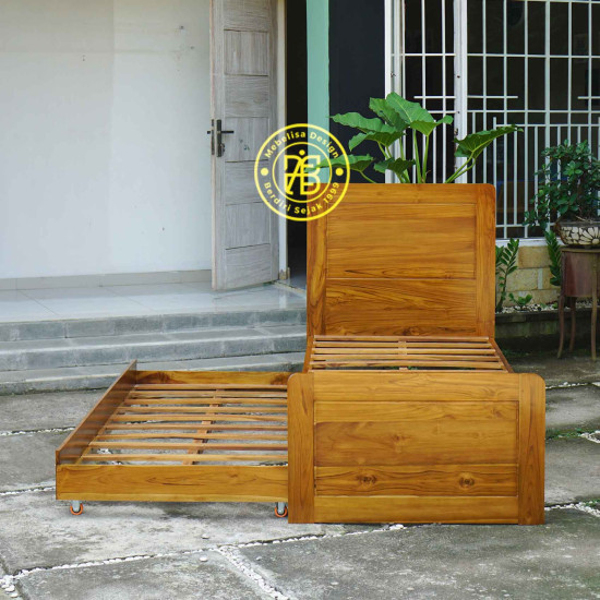 Dipan Sorong Tempat Tidur Anak Minimalis Kayu Jati