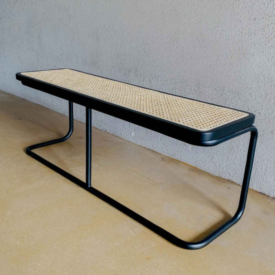 Hani Bench Bangku Tempat Duduk Kombinasi Rotan Kaki Industrial