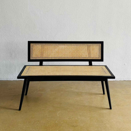 Kana Bench Bangku Teras Minimalis Retro Anyaman Rotan