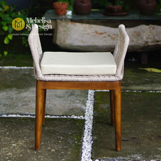 Kursi Bangku Rotan Kayu Jati Retro Modern