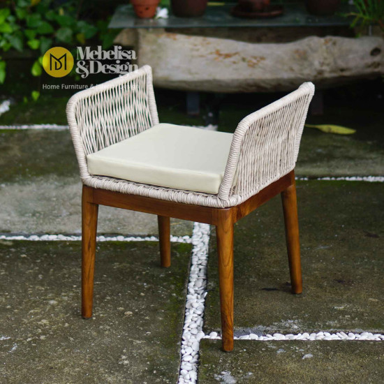 Kursi Bangku Rotan Kayu Jati Retro Modern