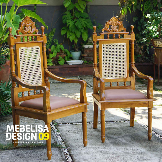 Kursi Jaksa Pengadilan Kayu Jati Rotan Antik Ukiran Jepara