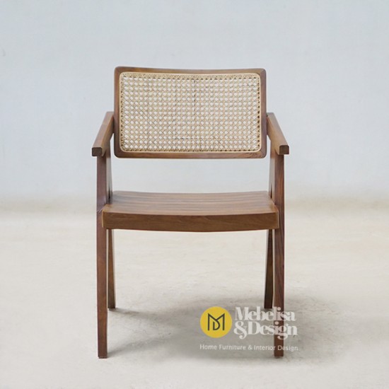 Kursi Makan Jati Kombinasi Rotan Tanganan