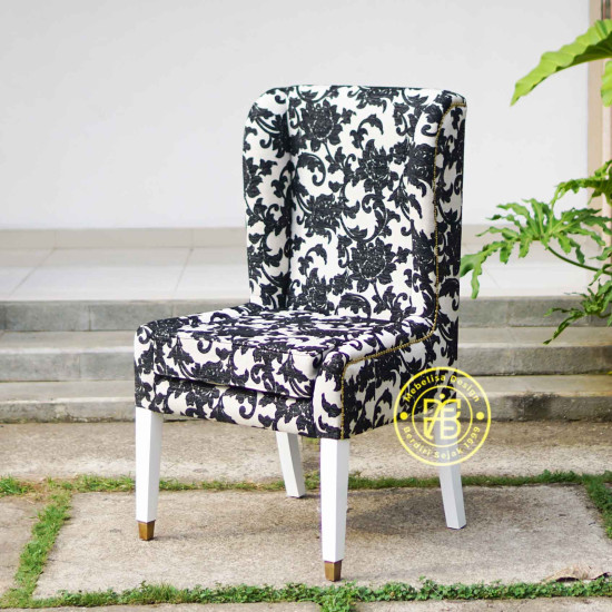 Kursi Makan Sofa Single Minimalis Mewah Motif Bunga