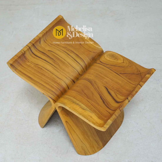Kursi Stool Bangku Cafe Kayu Jati Butterfly Waterbased