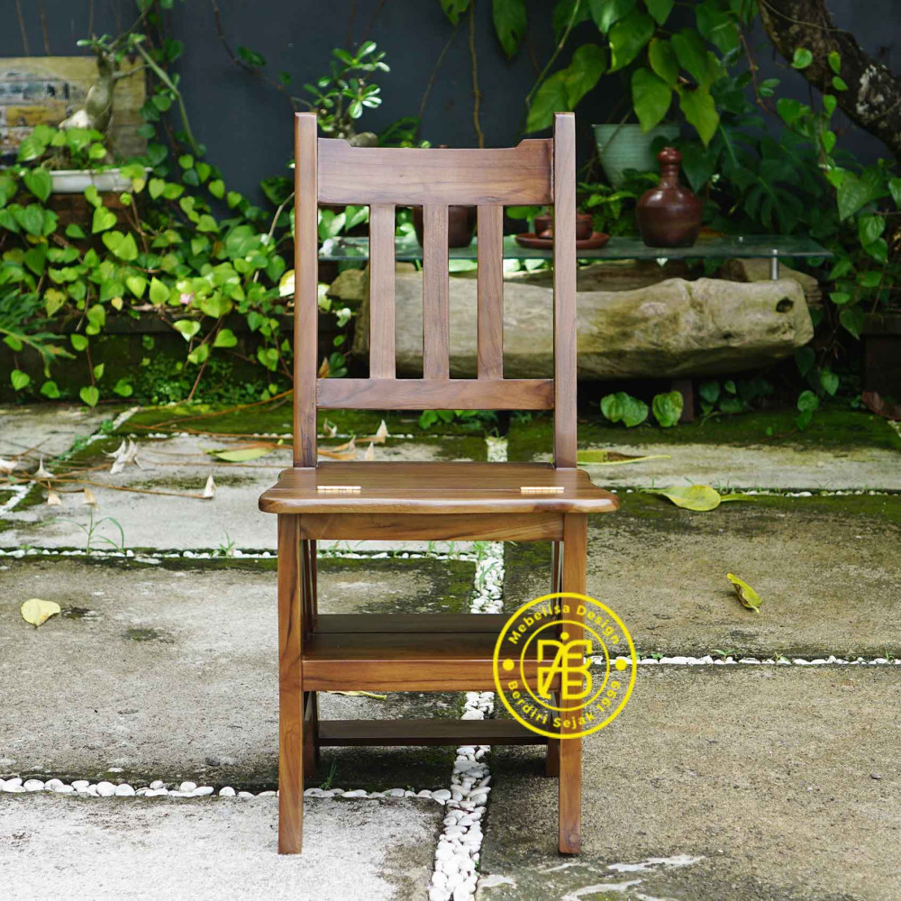 Kursi Tangga Lipat Minimalis Serbaguna Kayu Jati