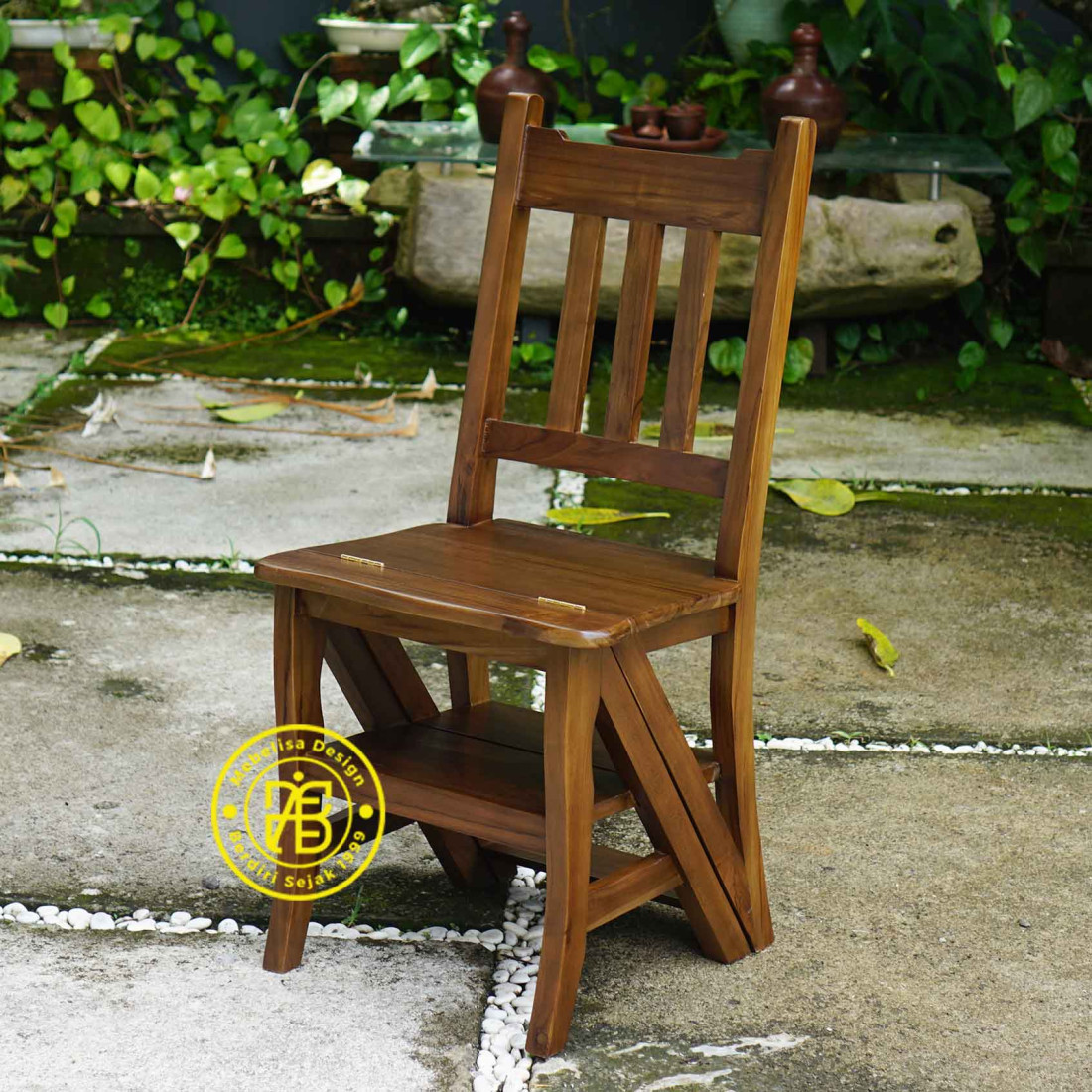 Kursi Tangga Lipat Minimalis Serbaguna Kayu Jati