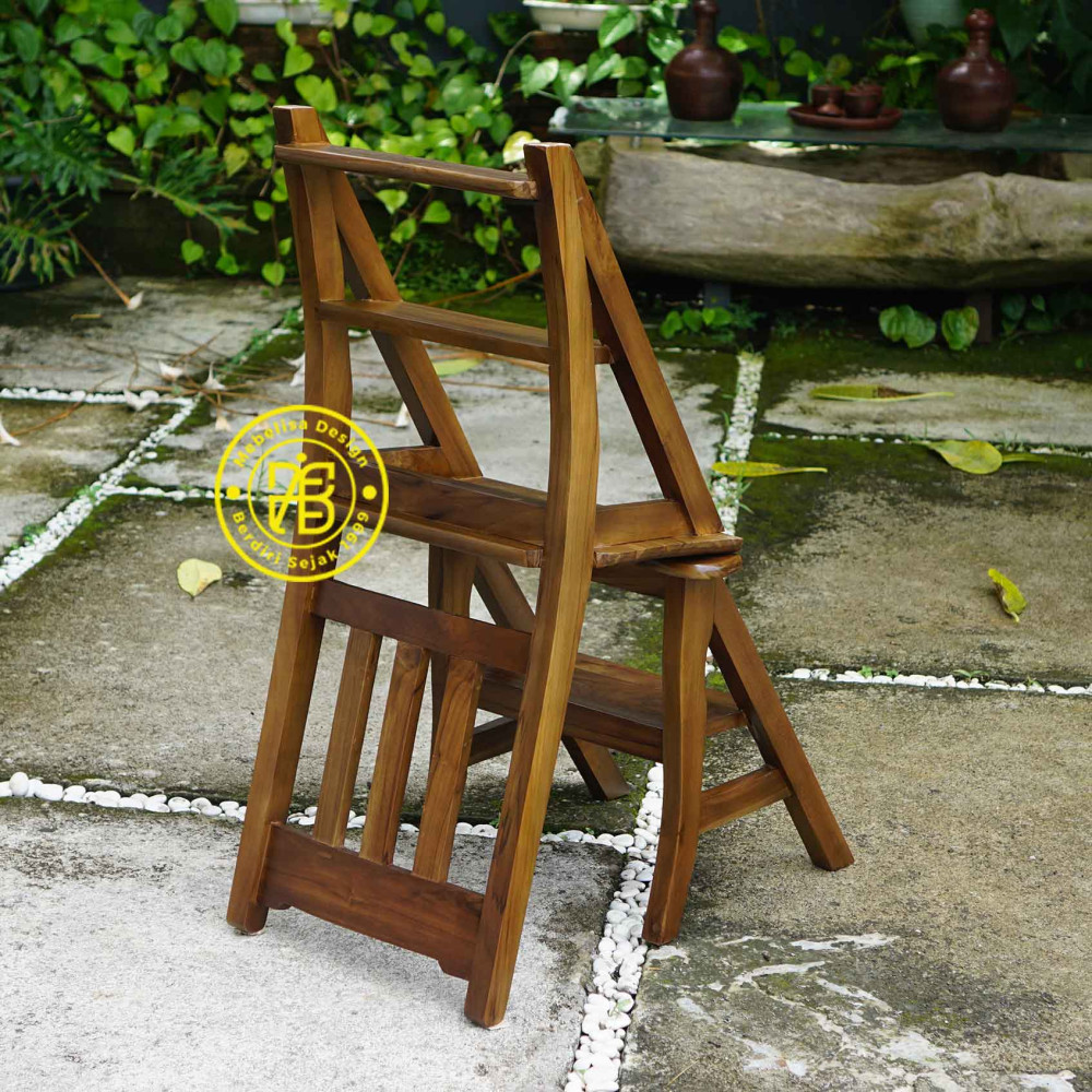 Kursi Tangga Lipat Minimalis Serbaguna Kayu Jati