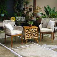 Kursi Teras Anyaman Depan Rumah Set Meja Nakas Retro