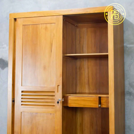 Lemari Baju 2 Pintu Geser Minimalis Full Kayu Jati Lemari Baju 2 Pintu Geser Minimalis Full Kayu Jati