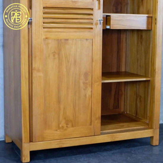 Lemari Baju 2 Pintu Geser Minimalis Full Kayu Jati Lemari Baju 2 Pintu Geser Minimalis Full Kayu Jati