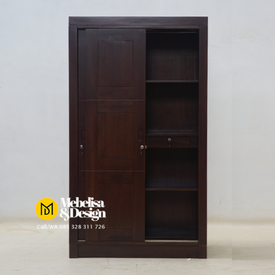 Lemari Pakaian Jati 2 Pintu Sliding Lucas