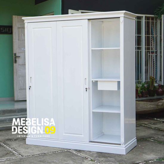 Lemari Pakaian Minimalis 3 Pintu Duko Putih Modern