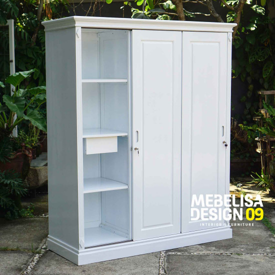Lemari Pakaian Minimalis 3 Pintu Duko Putih Modern