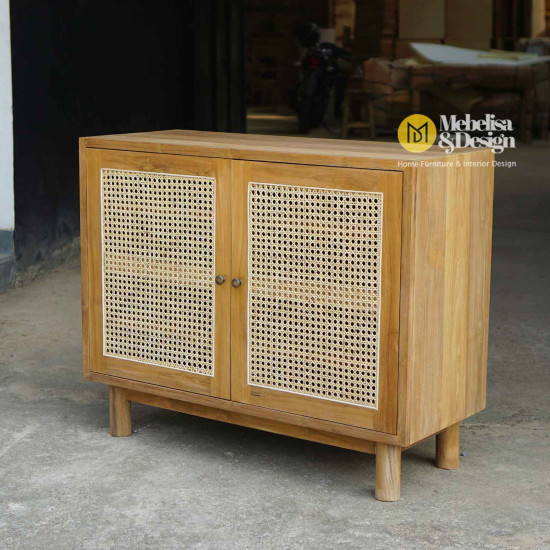 Lemari Rak Sepatu Kayu Jati Kombinasi Rotan 2 Pintu Lemari Rak Sepatu Kayu Jati Kombinasi Rotan 2 Pintu