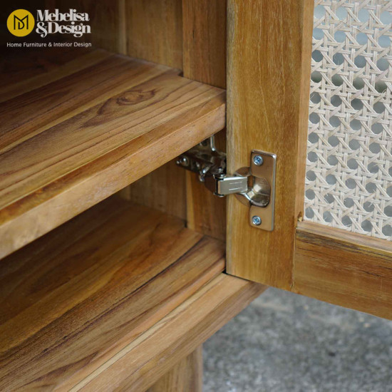 Lemari Rak Sepatu Kayu Jati Kombinasi Rotan 2 Pintu Lemari Rak Sepatu Kayu Jati Kombinasi Rotan 2 Pintu