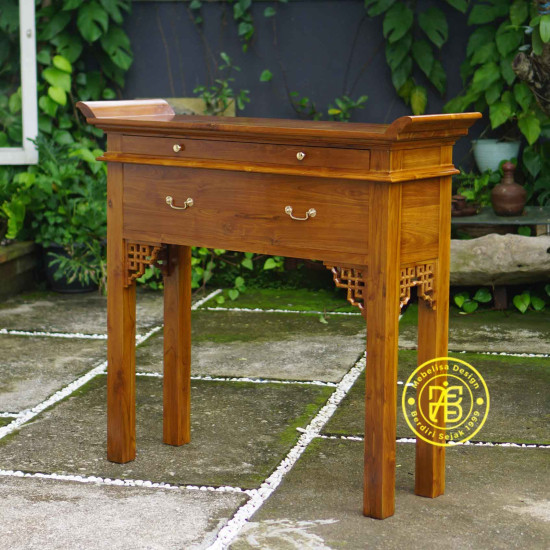 Meja Altar Sembahyangan Panjang Minimalis Kayu Jati