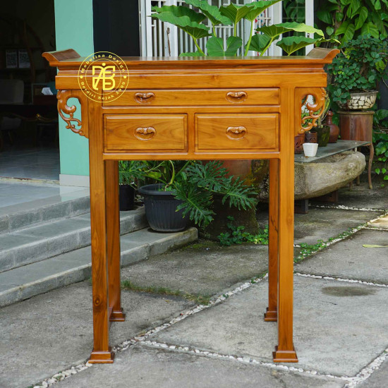 Meja Altar Sembayang Kayu Jati 3 Laci Minimalis Oriental